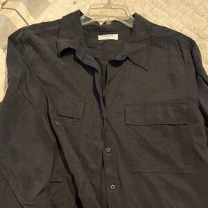 Babaton Aritzia Black Button Down Silk Shirt